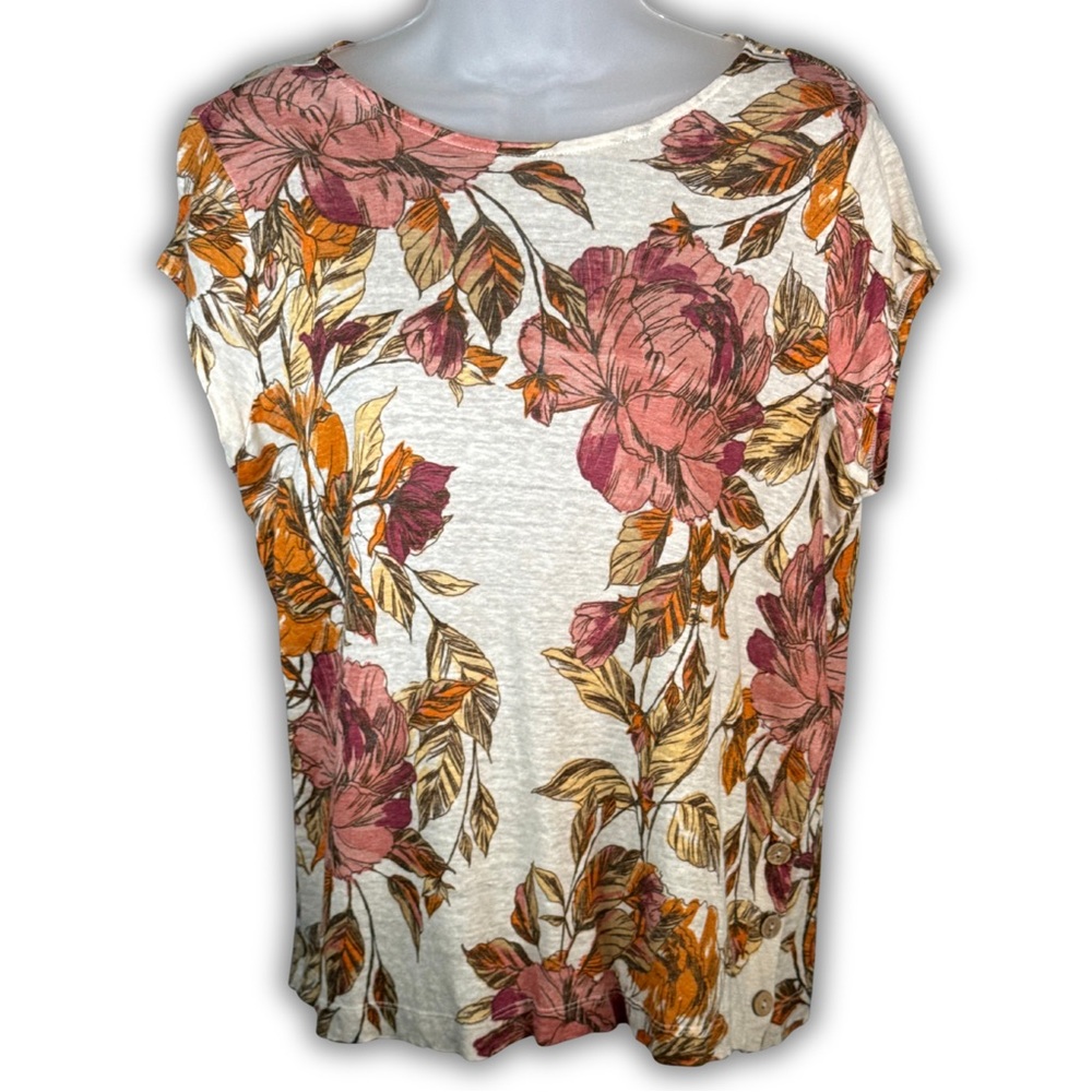 Nicole Miller New York Floral Linen Tee‎ – Size M